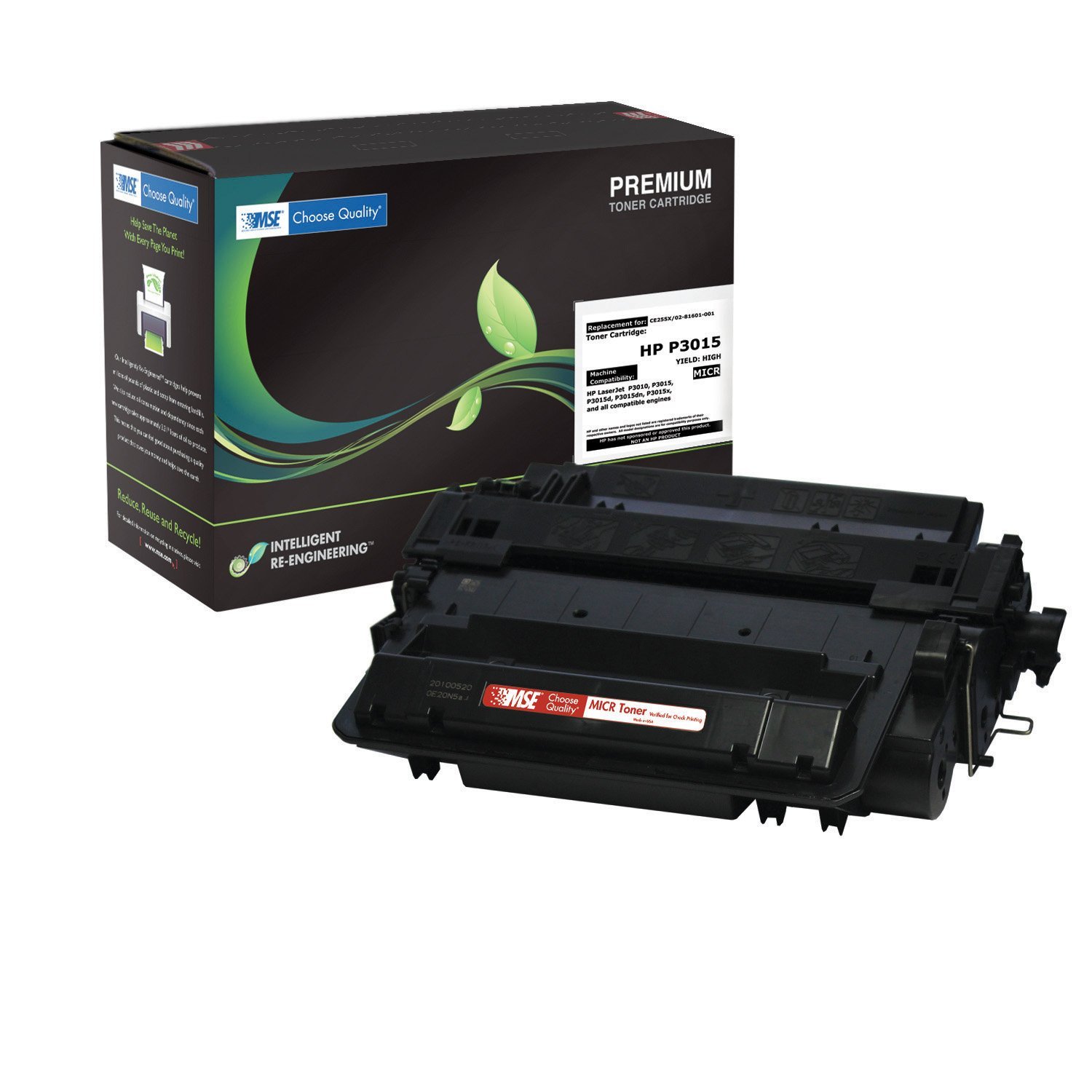 HP (Troy Compatible) CE255A, HP 55A, HP 55 Brand New Compatible MICR Laser Toner Cartridge with Smart Print Chip & SCS Color Technology by MSE 02-21-5515